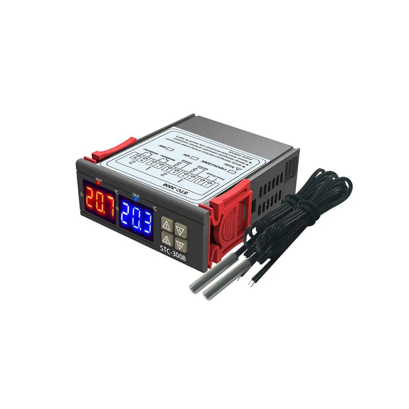 Termostat digital STC-3008 230V cu 2 sonde NTC IP68, control încălzire/răcire