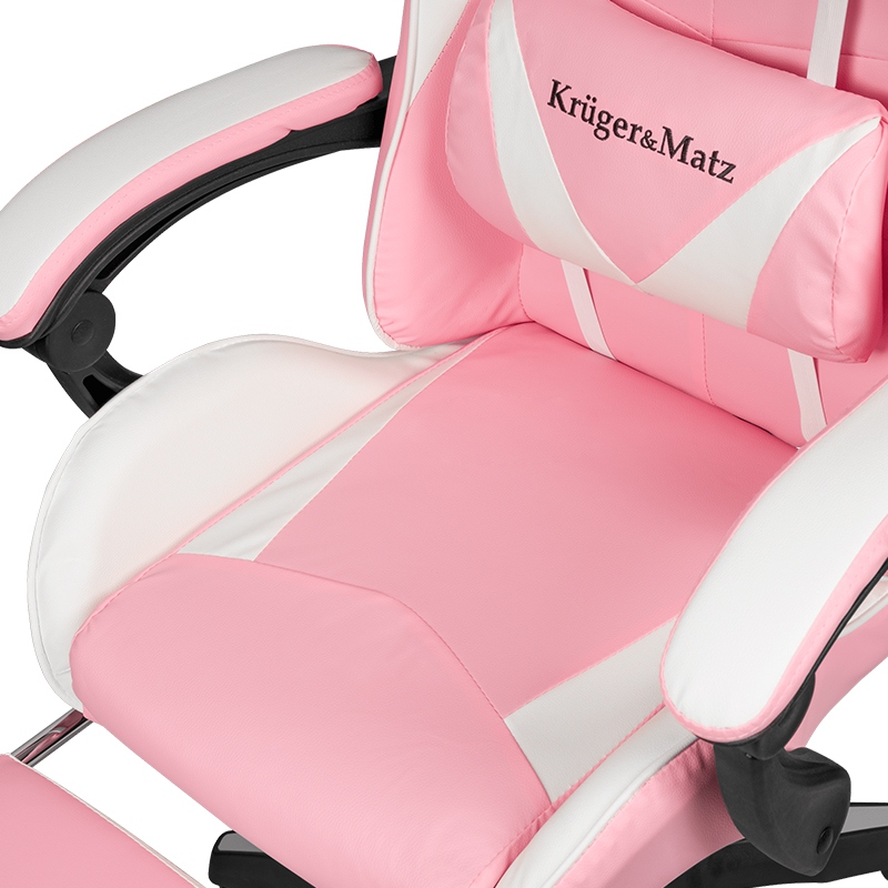 Scaun gaming Kruger&Matz GX-150 roz, spatar 145° si suport 150 kg