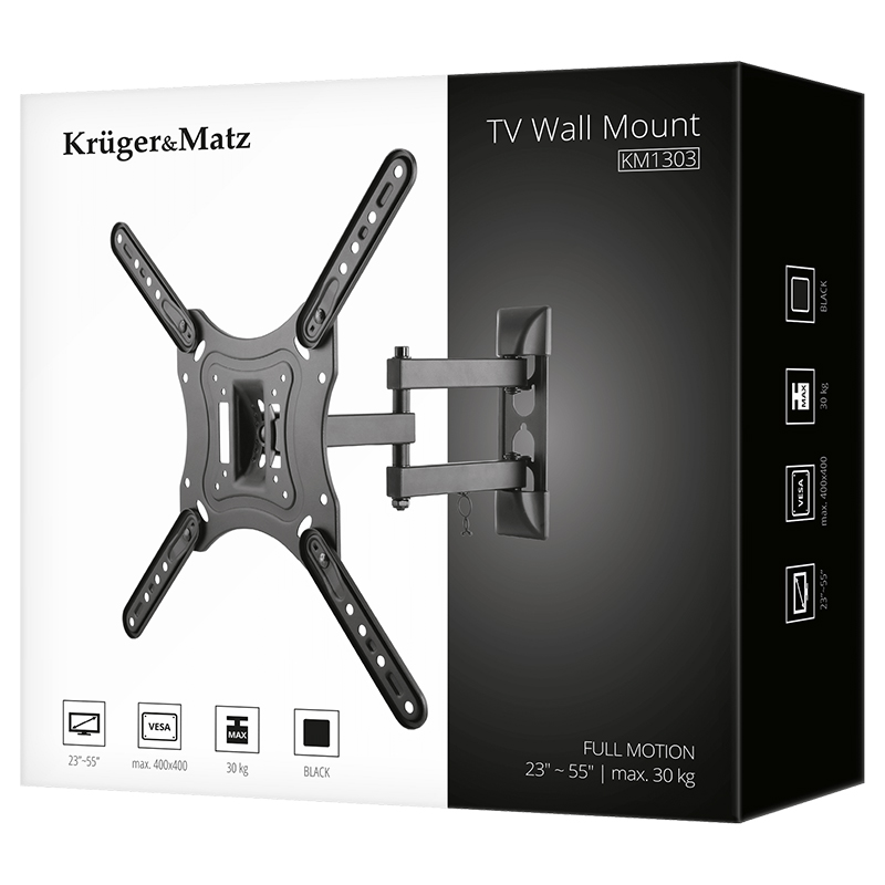 Suport TV universal de perete rabatabil 23–55 inch, VESA, Kruger&Matz