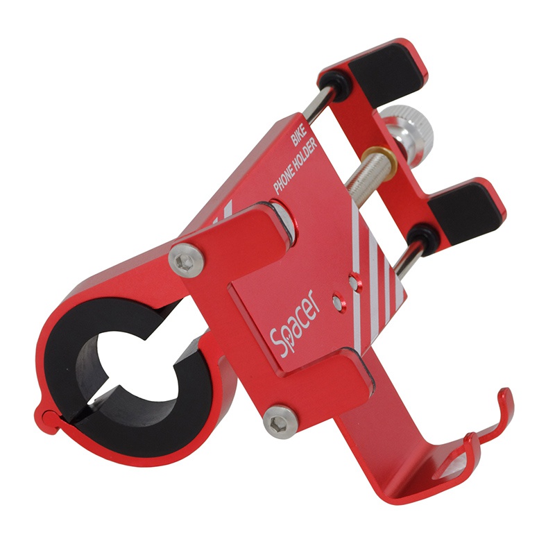 Suport telefon pentru bicicletă, metalic, roșu, Spacer – prindere sigură