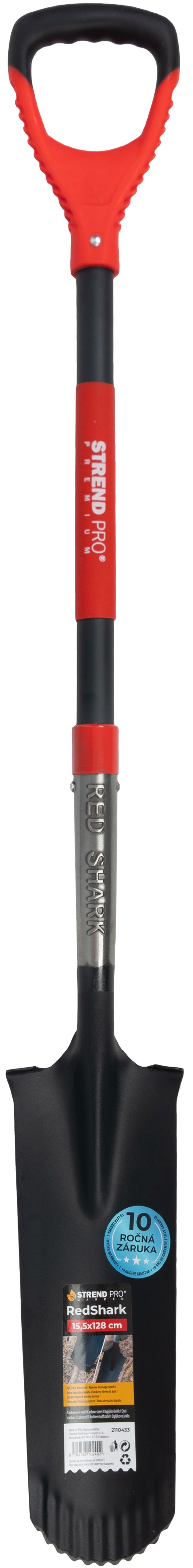Lopată drenaj îngustă Strend Pro Premium RedShark, 1280 mm, mâner D