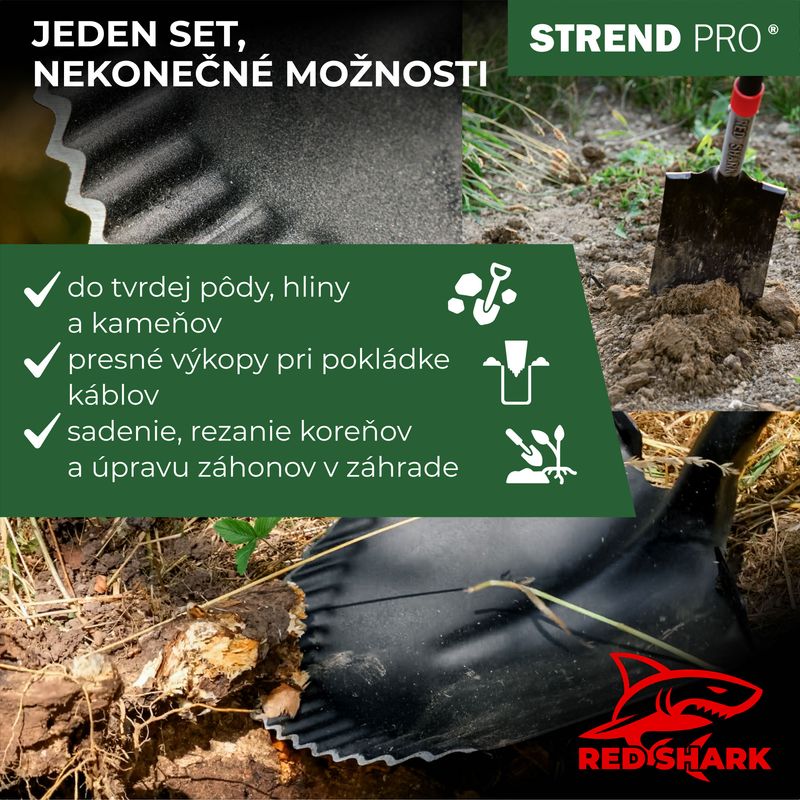 Lopată drenaj îngustă Strend Pro Premium RedShark, 1280 mm, mâner D