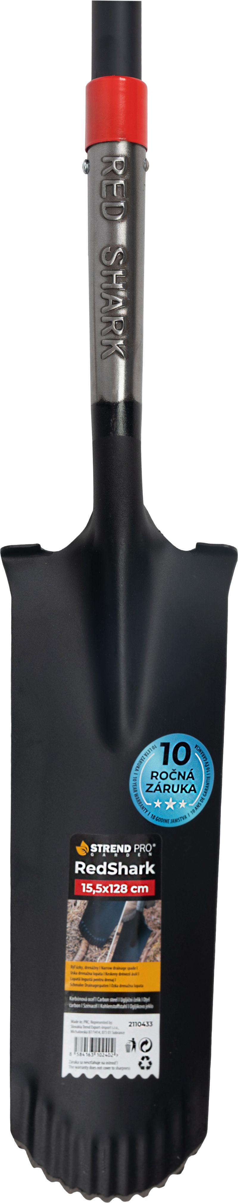 Lopată drenaj îngustă Strend Pro Premium RedShark, 1280 mm, mâner D