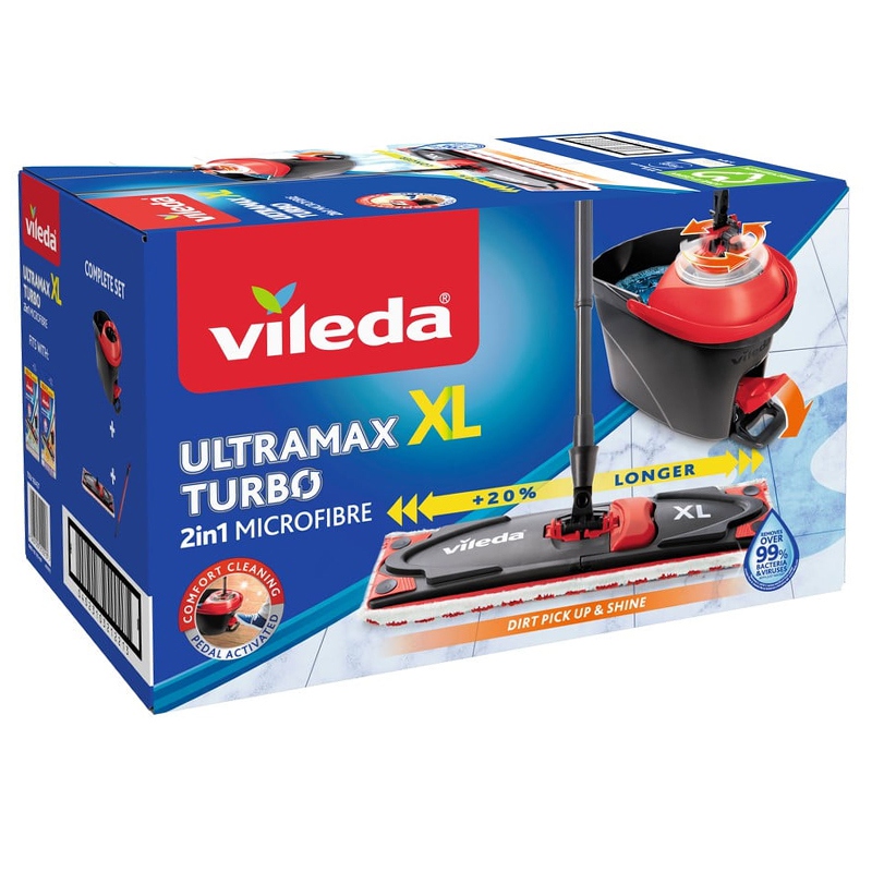 Set mop Vileda Ultramax XL Turbo cu găleată și stoarcere la pedală