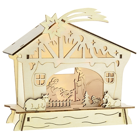 Decoratiune de Craciun Retlux tip patut din placaj, cu 4 LED-uri alb cald