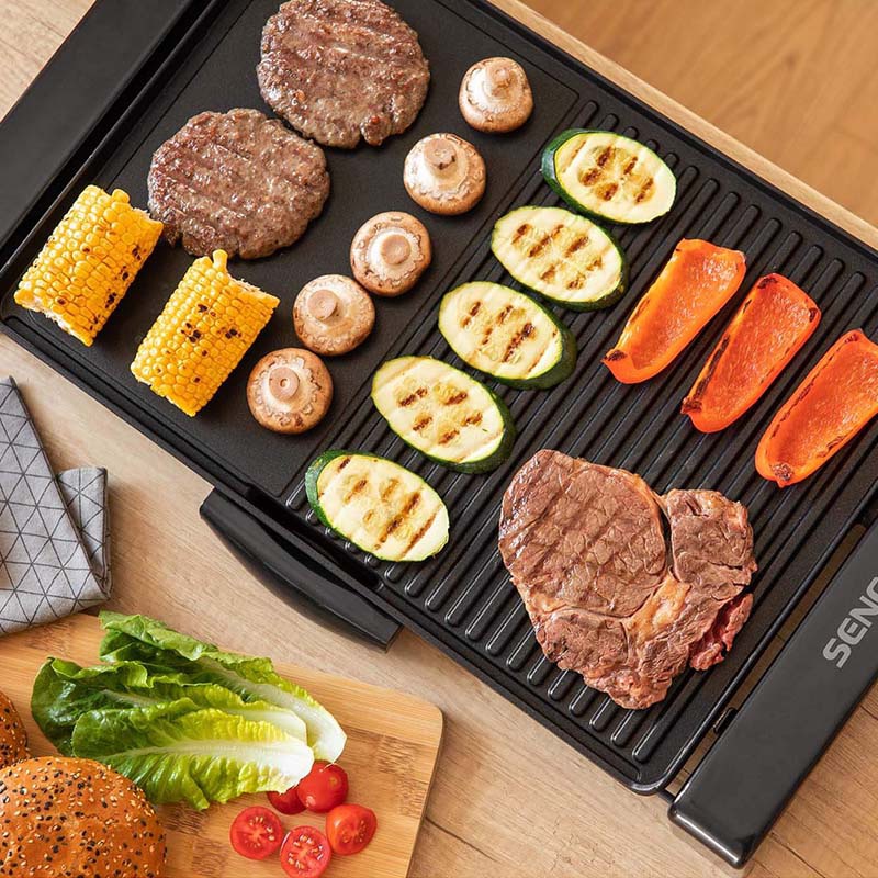 Grătar electric Sencor 2300W, suprafață mare 47x31 cm, antiaderent