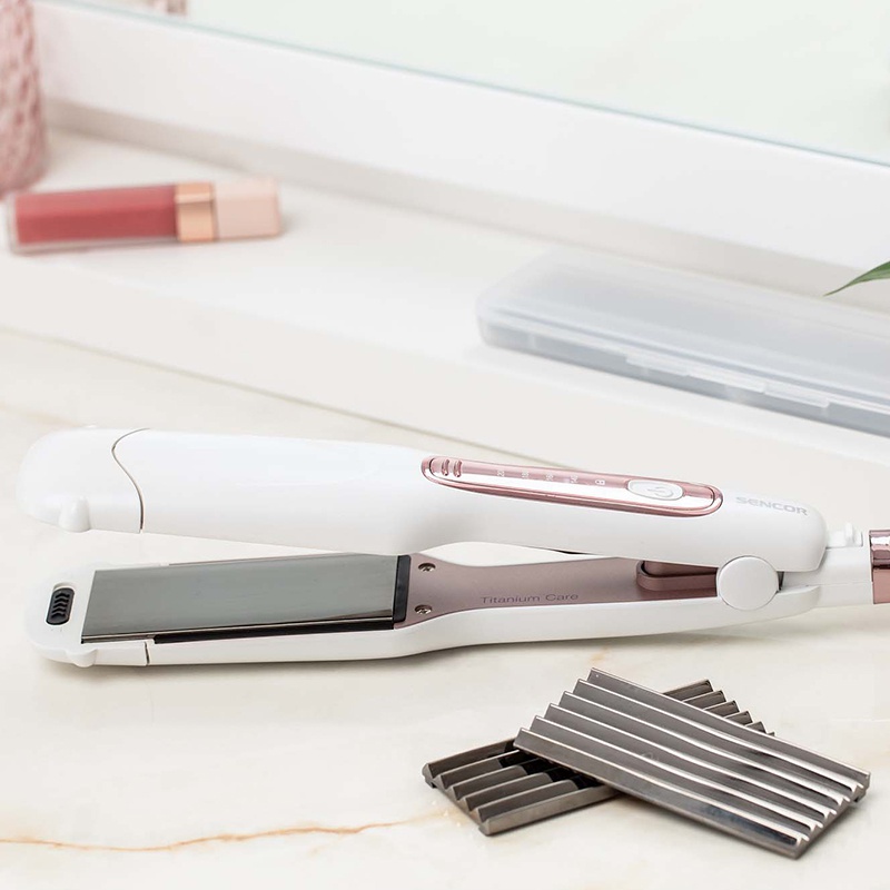 Placă de păr Sencor cu 3 plăci interschimbabile, titan, 140–200°C