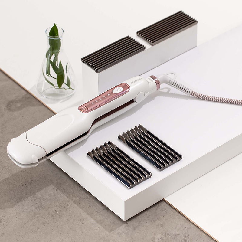 Placă de păr Sencor cu 3 plăci interschimbabile, titan, 140–200°C