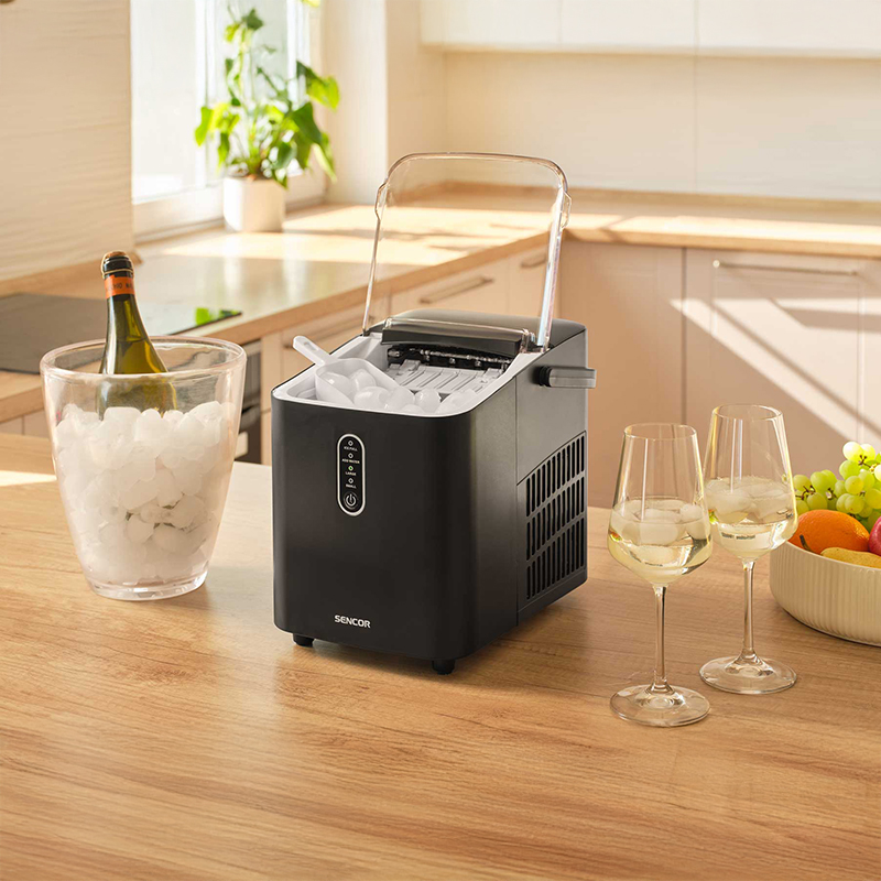 Aparat de făcut cuburi de gheață Sencor, 12 kg/zi, rezervor 1 L, negru