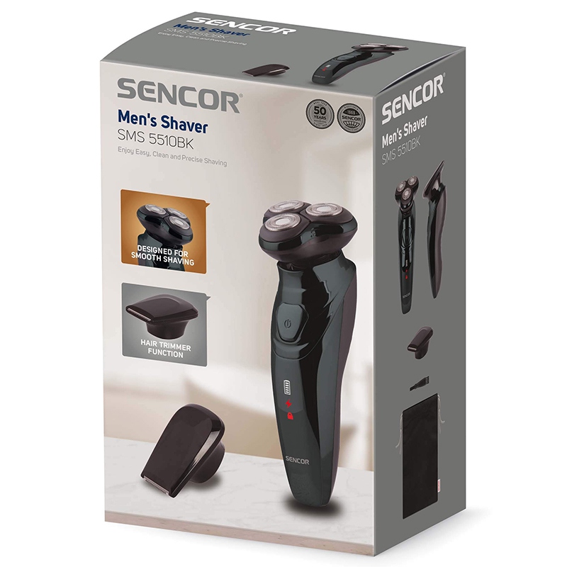 Aparat de ras rotativ Sencor negru, cu acumulator Li-Ion, lavabil