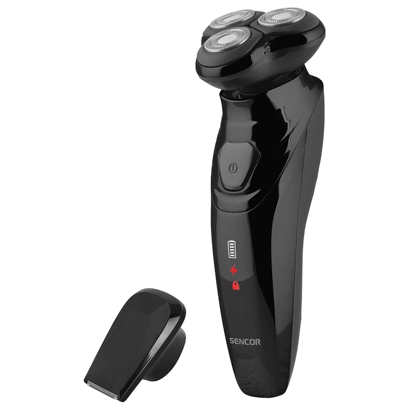 Aparat de ras rotativ Sencor negru, cu acumulator Li-Ion, lavabil