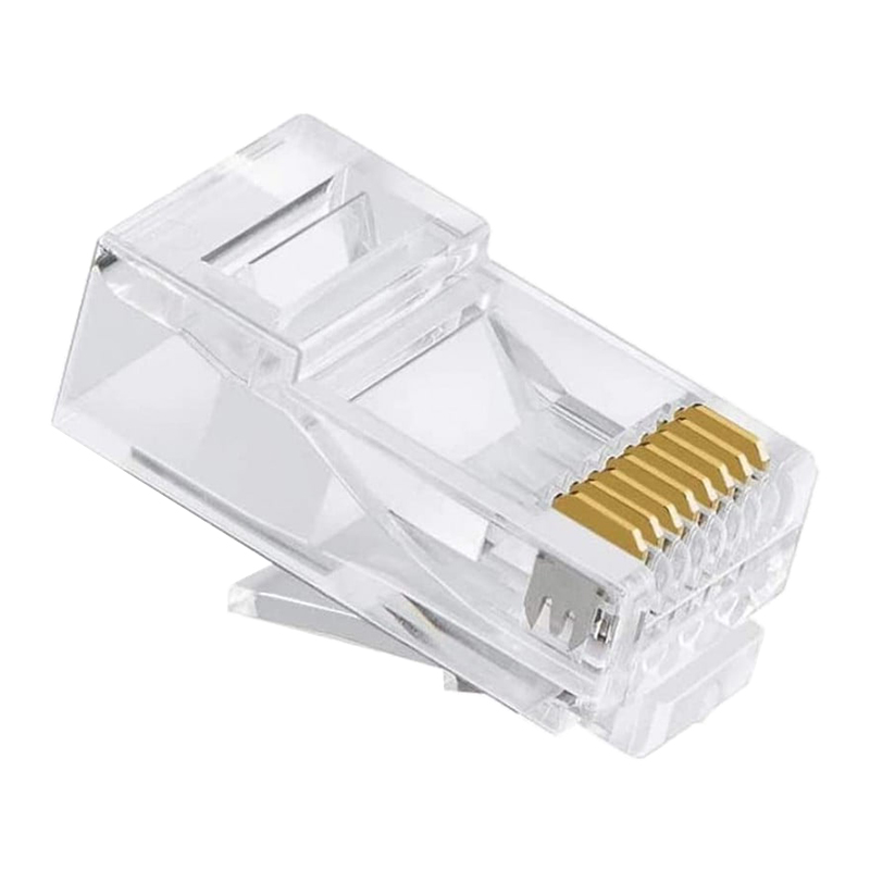 Mufă RJ45 8P8C Cat 6E Pass Through pentru cablu solid, pini aur 3µm