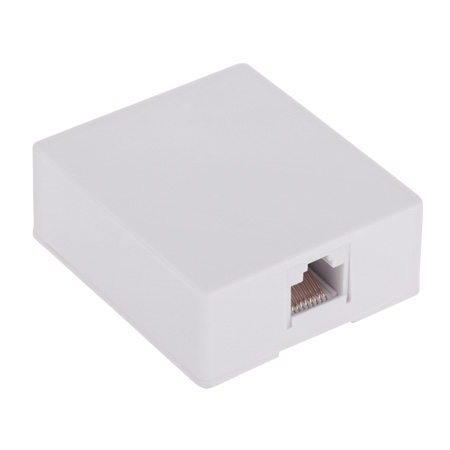 Priză rețea RJ45 8P8C pentru cablu Ethernet, montaj aparent, alb