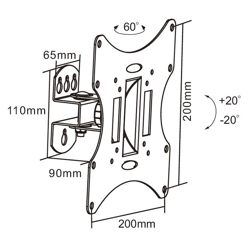 Suport TV de perete pentru LCD 23–42 inch, 30 kg, negru, VESA