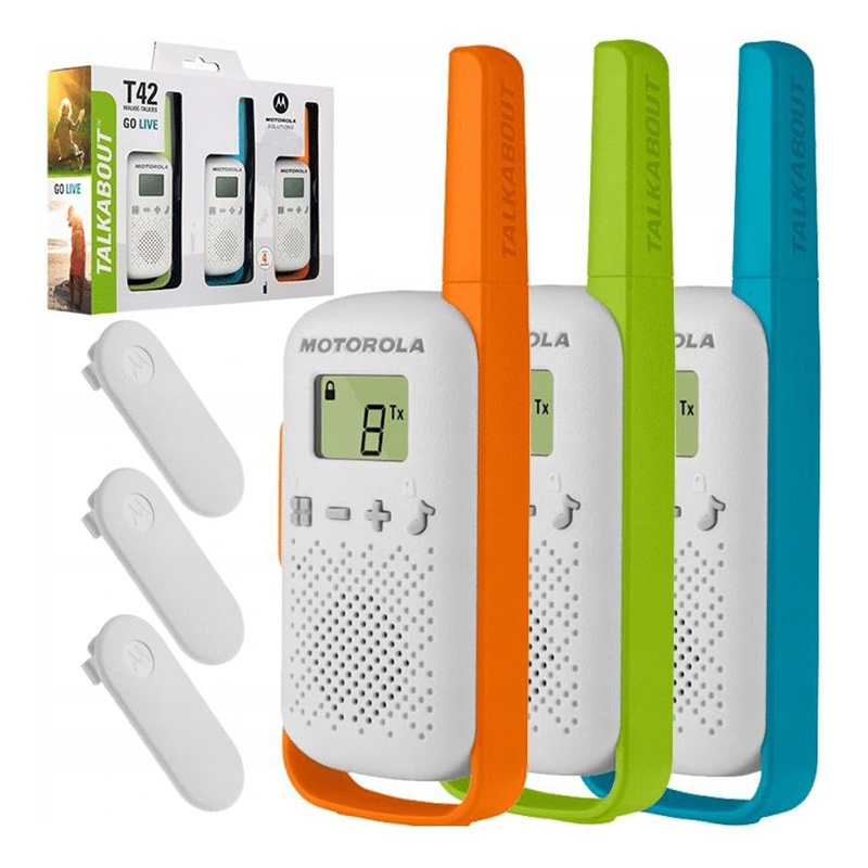Set 3 stații radio PMR Motorola Talkabout T42, 16 canale, rază 4 km