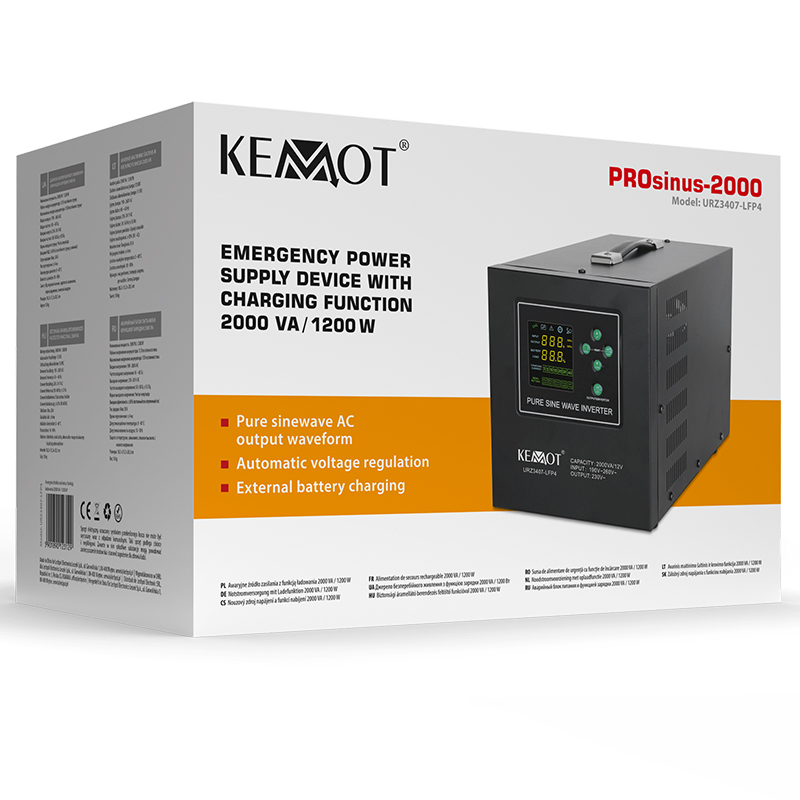 UPS pentru centrală termică Kemot 2000VA/1200W, sinus pur, 12V