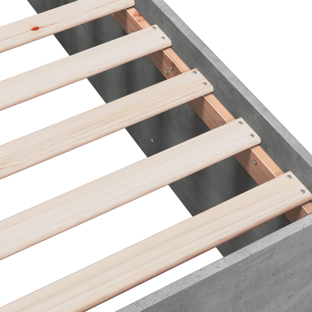 Cadru de pat, gri beton, 160x200 cm, lemn prelucrat GartenMobel Dekor