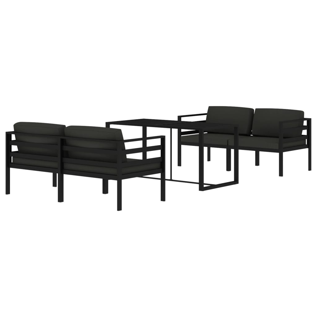 Set mobilier de grădină cu perne, 5 piese, antracit, aluminiu GartenMobel Dekor