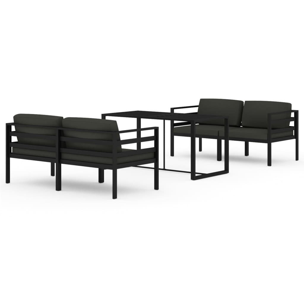 Set mobilier de grădină cu perne, 5 piese, antracit, aluminiu GartenMobel Dekor