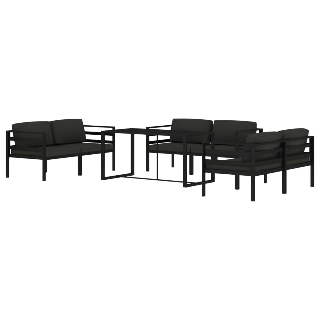 Set mobilier de grădină cu perne, 7 piese, antracit, aluminiu GartenMobel Dekor