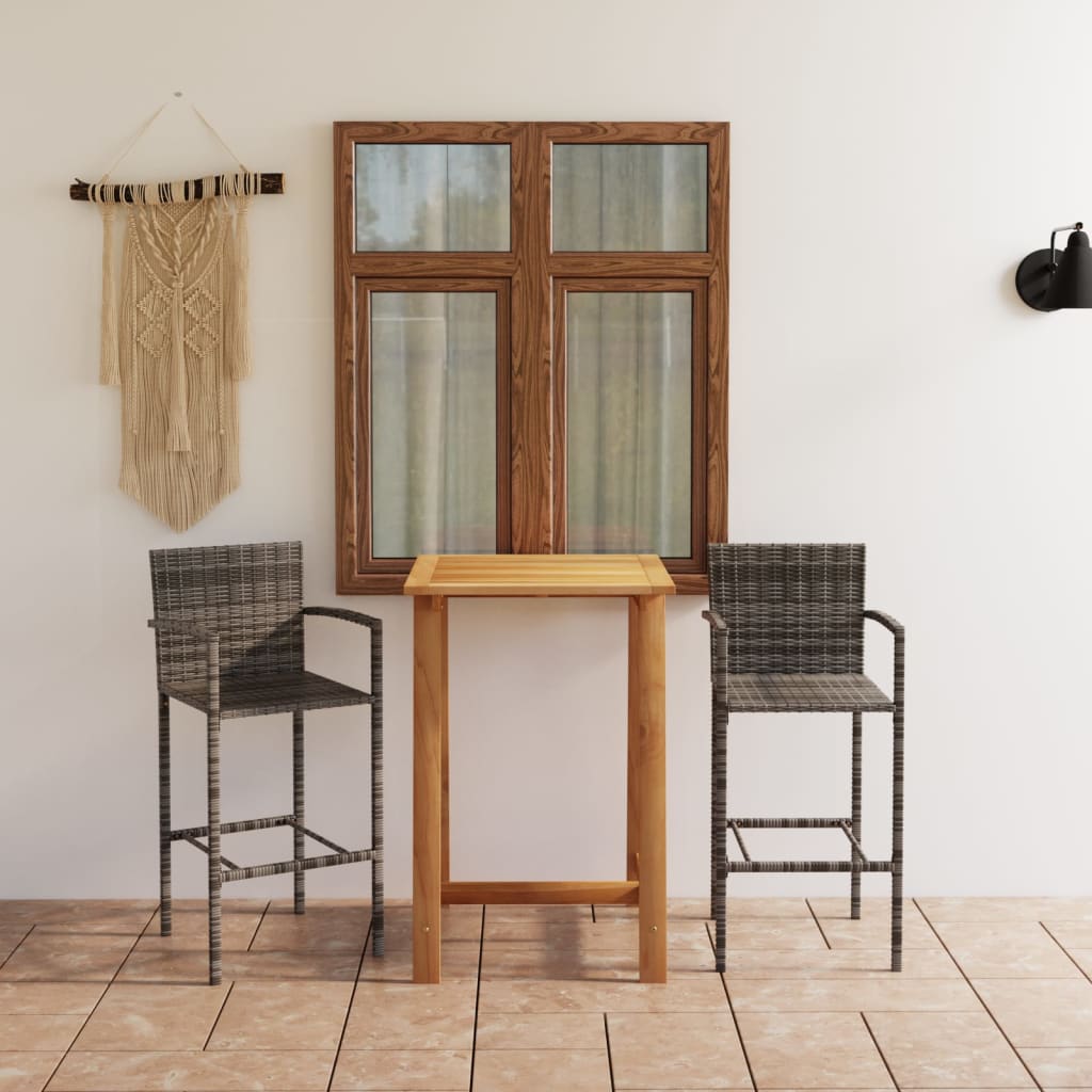 Set mobilier de bar de grădină, 3 piese, gri GartenMobel Dekor
