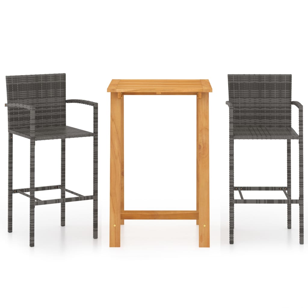 Set mobilier de bar de grădină, 3 piese, gri GartenMobel Dekor