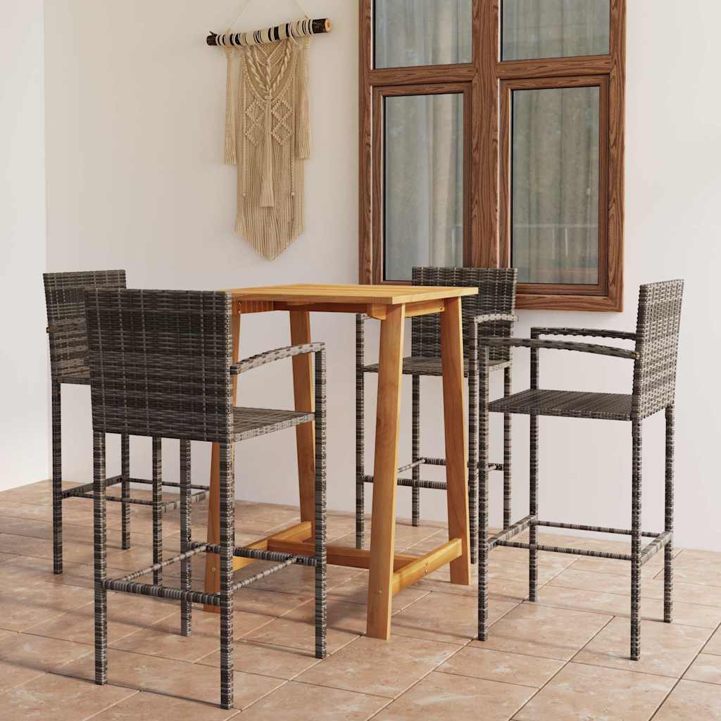 Set mobilier de bar de grădină, 5 piese, gri GartenMobel Dekor