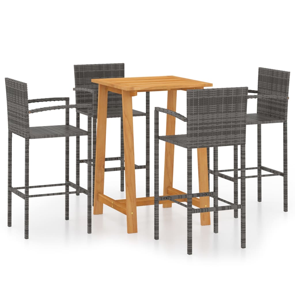 Set mobilier de bar de grădină, 5 piese, gri GartenMobel Dekor