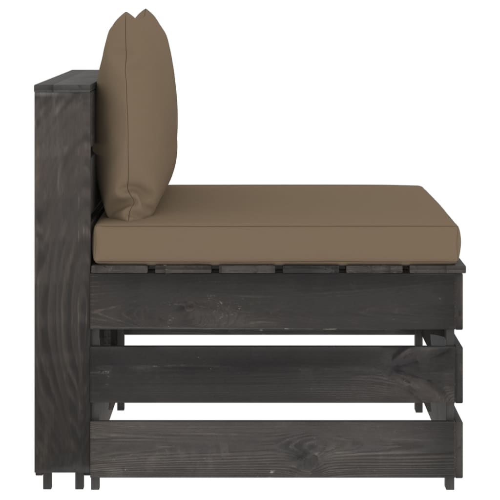 Canapea de mijloc modulară cu perne, gri, lemn impregnat GartenMobel Dekor