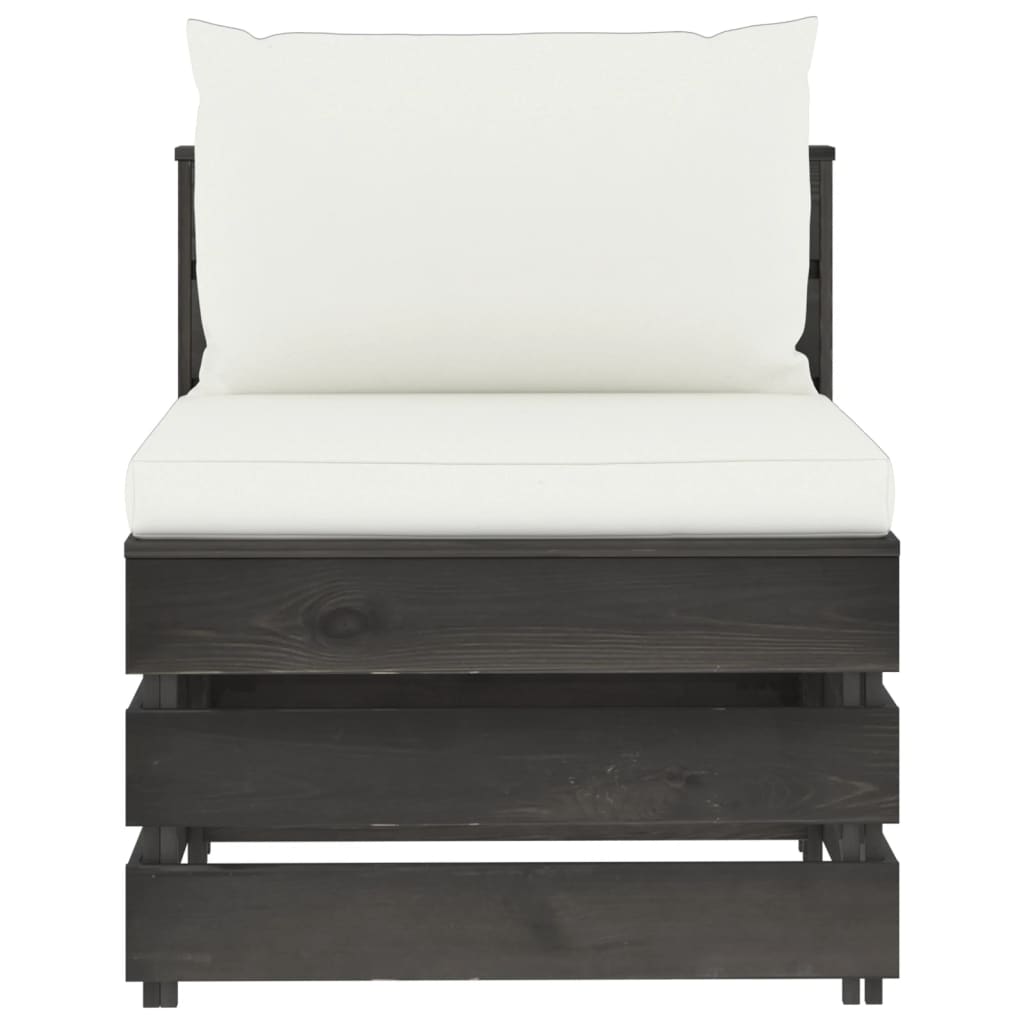 Canapea de mijloc modulară cu perne, gri, lemn impregnat GartenMobel Dekor