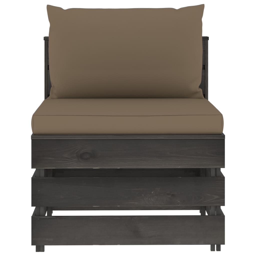 Canapea de mijloc modulară cu perne, gri, lemn impregnat GartenMobel Dekor