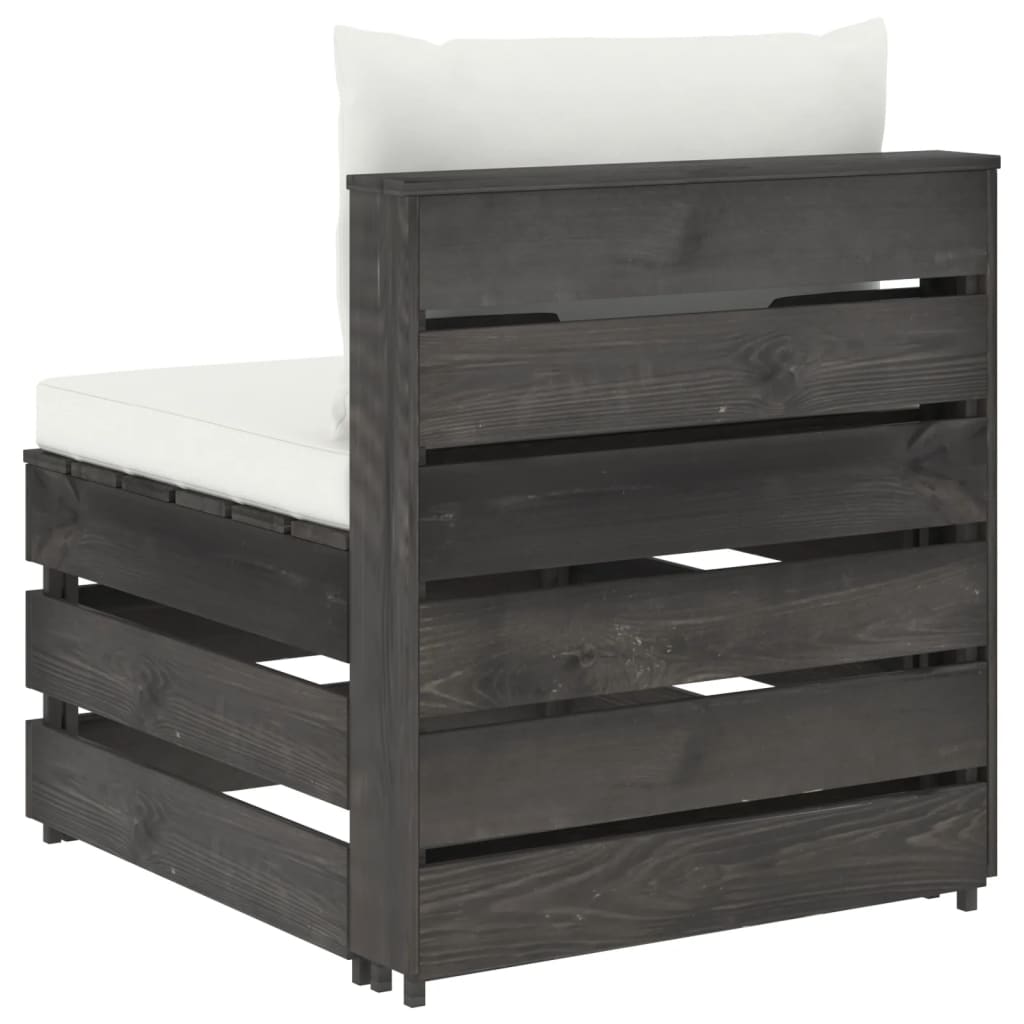 Canapea de mijloc modulară cu perne, gri, lemn impregnat GartenMobel Dekor