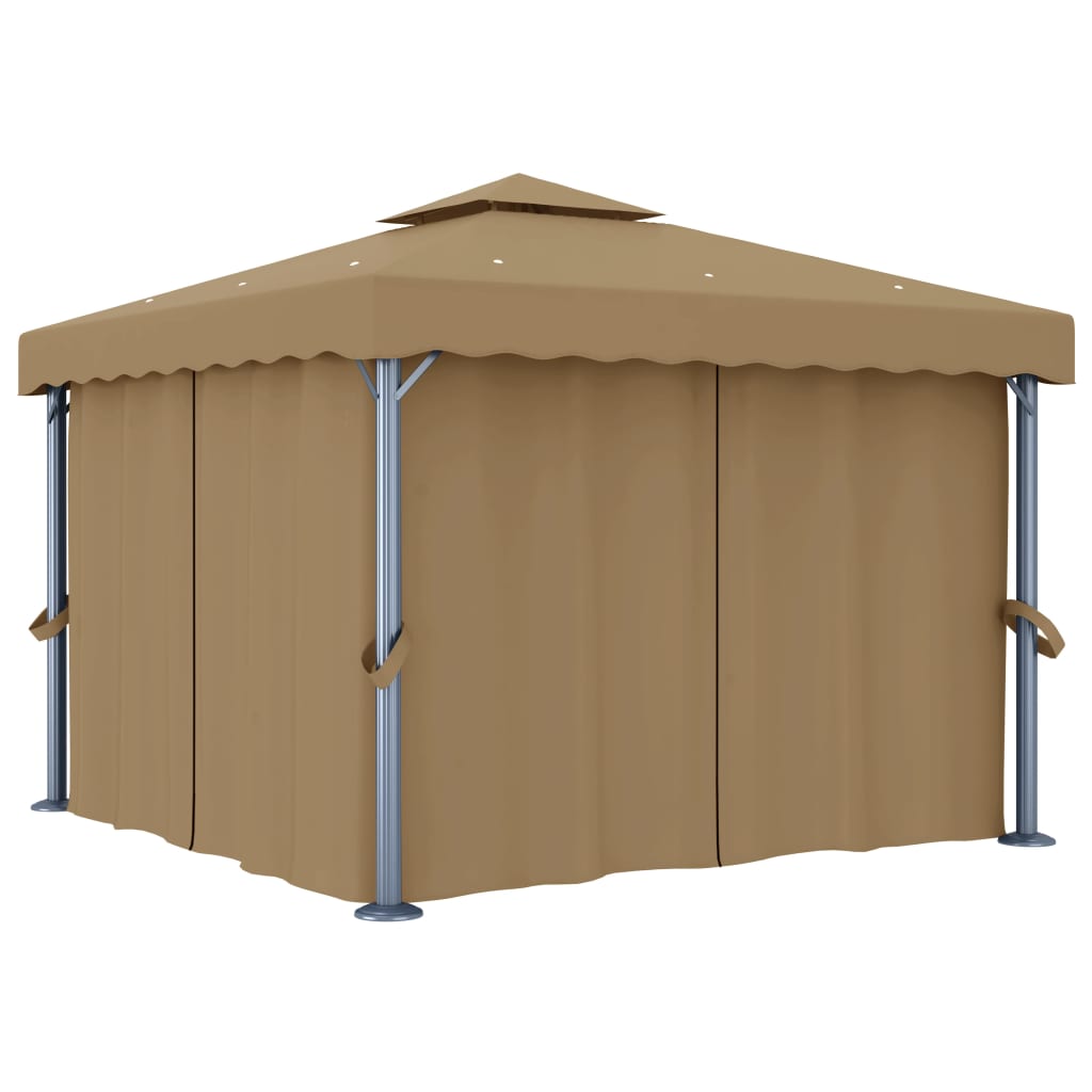 Pavilion cu perdea, gri taupe, 3x3 m, aluminiu GartenMobel Dekor