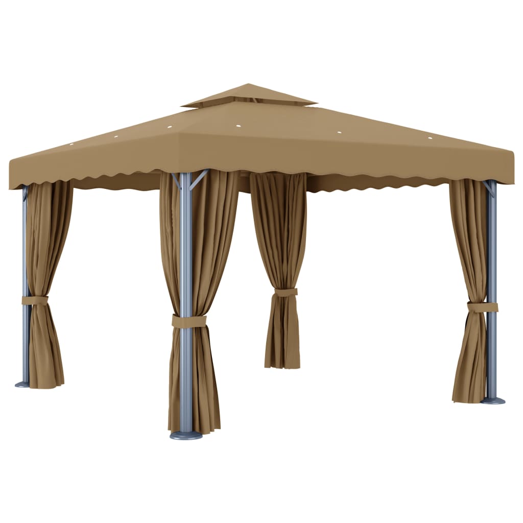 Pavilion cu perdea, gri taupe, 3x3 m, aluminiu GartenMobel Dekor
