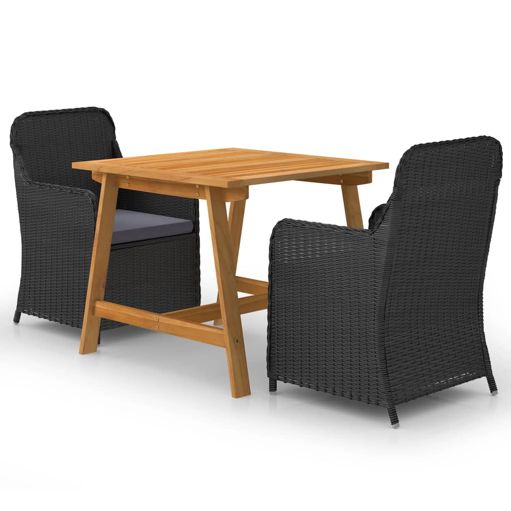 Set mobilier de grădină, 3 piese, negru GartenMobel Dekor