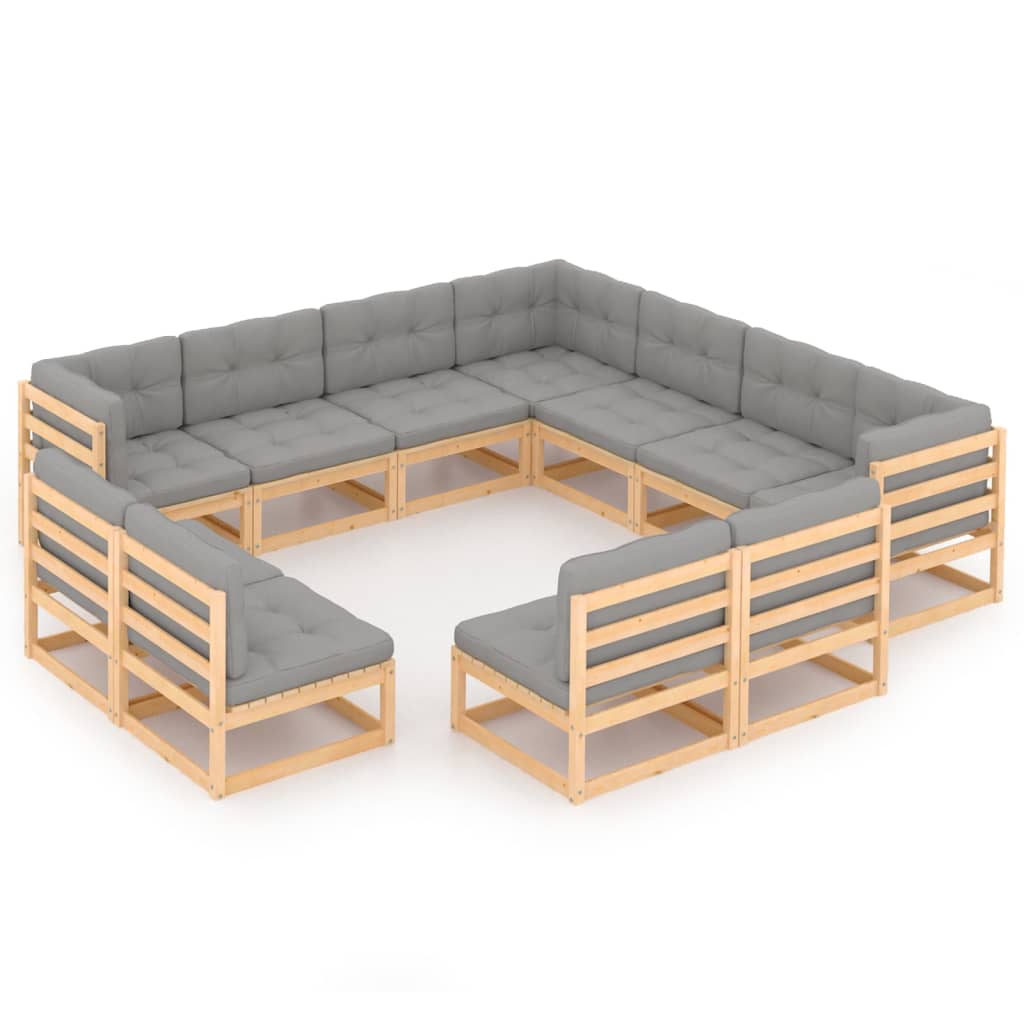 Set mobilier grădină cu perne, 11 piese, lemn masiv de pin GartenMobel Dekor