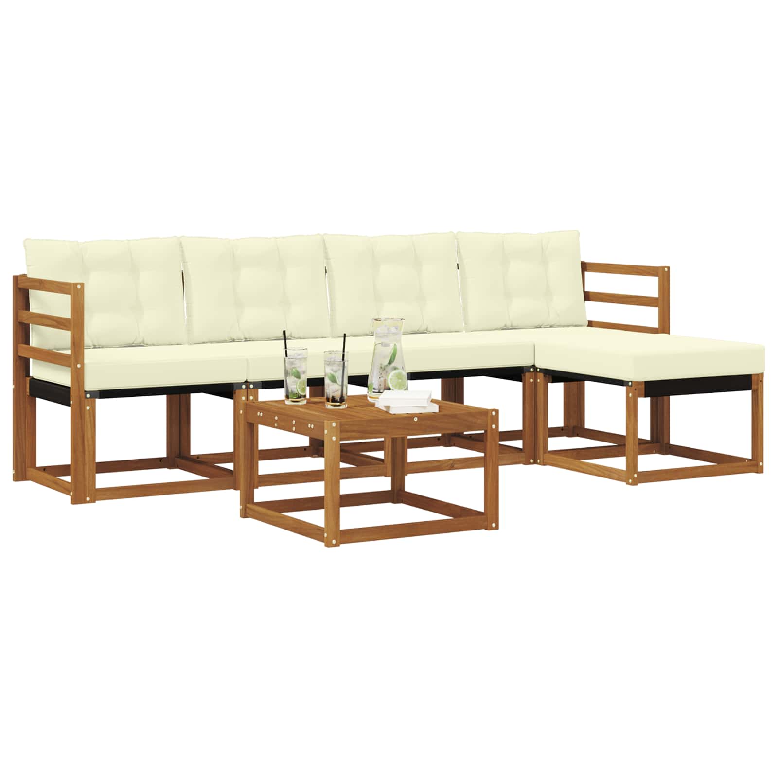 Set de canapele de exterior cu pernă 6 pcs Natural și Crem GartenMobel Dekor