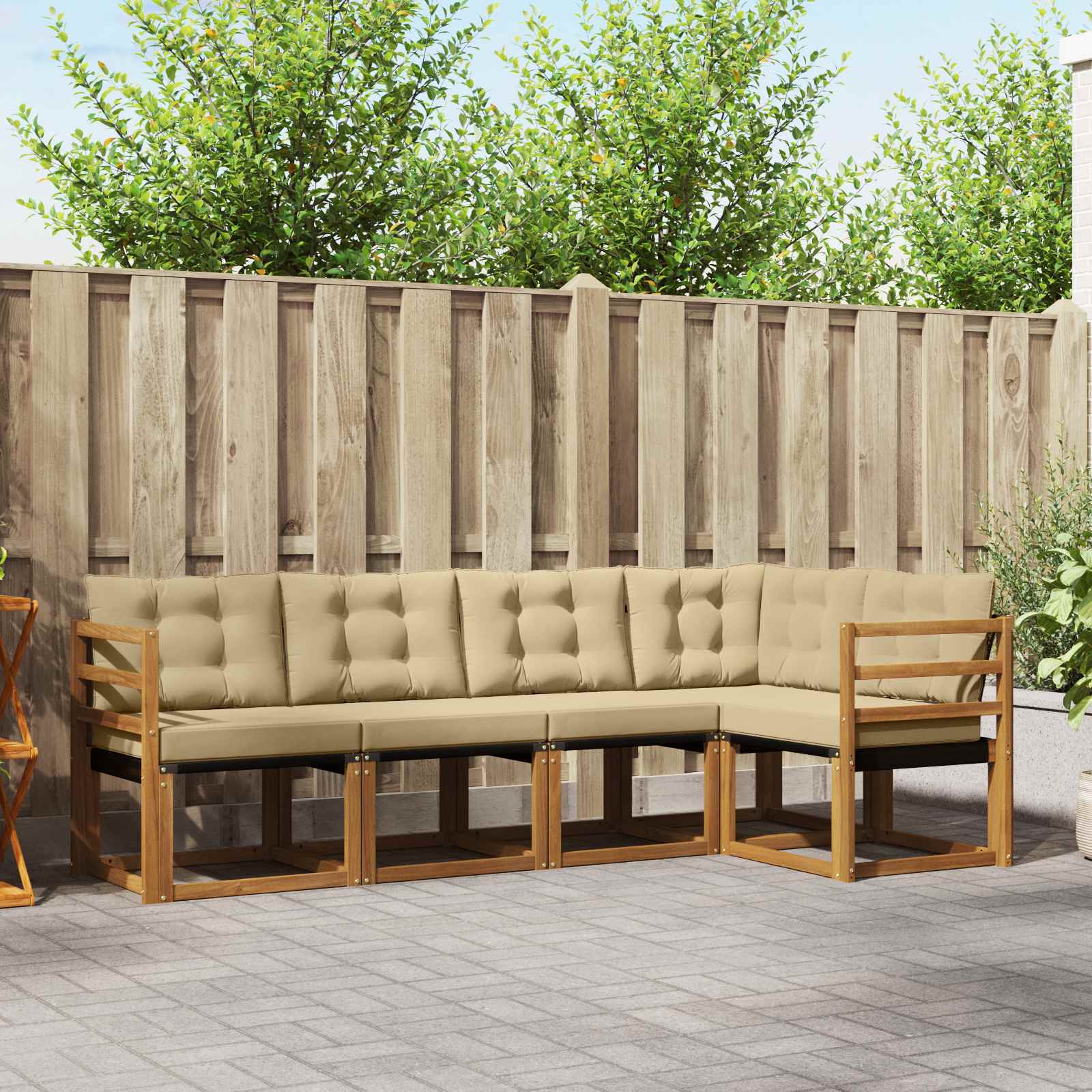 Set de canapele de exterior cu pernă 5 pcs Natural și Bej GartenMobel Dekor