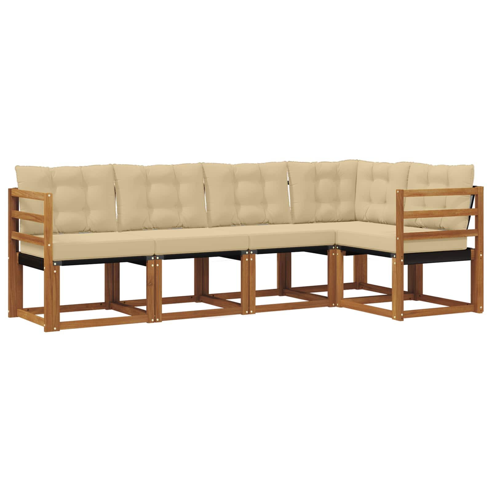 Set de canapele de exterior cu pernă 5 pcs Natural și Bej GartenMobel Dekor