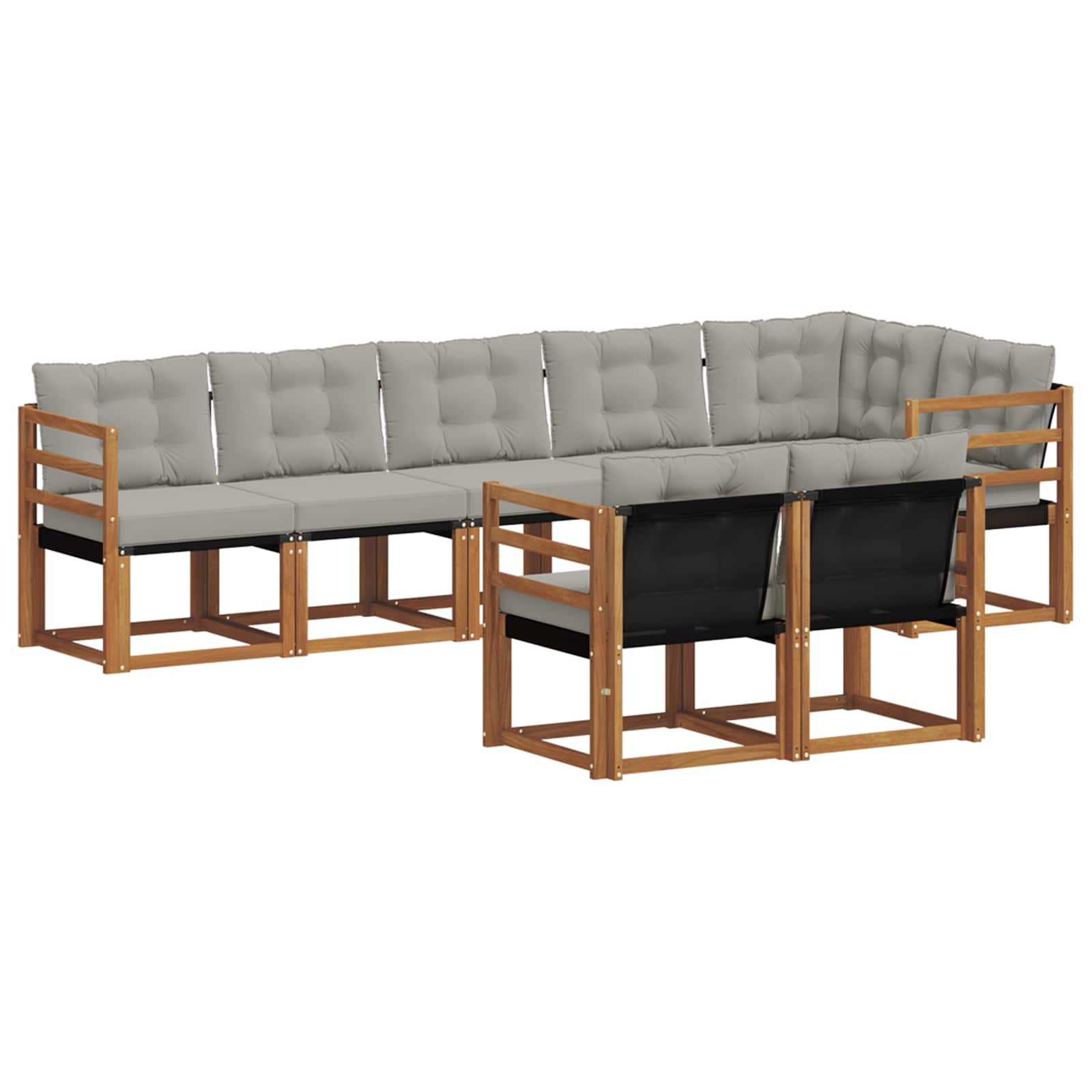 Set de canapele de exterior 8 pcs Gri natural și deschis GartenMobel Dekor