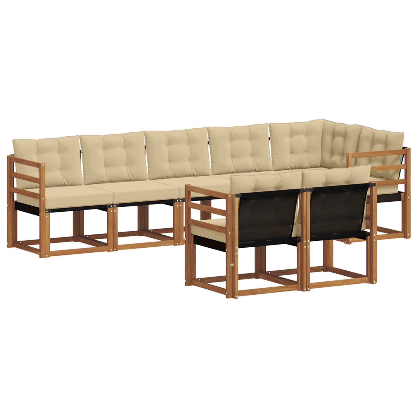 Set de canapele de exterior cu pernă 8 pcs Natural și Bej GartenMobel Dekor