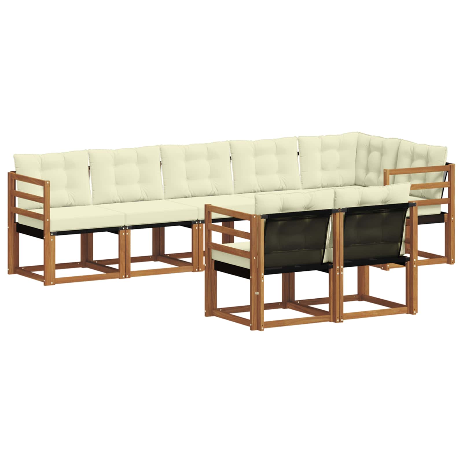 Set de canapele de exterior cu pernă 8 pcs Natural și Crem GartenMobel Dekor