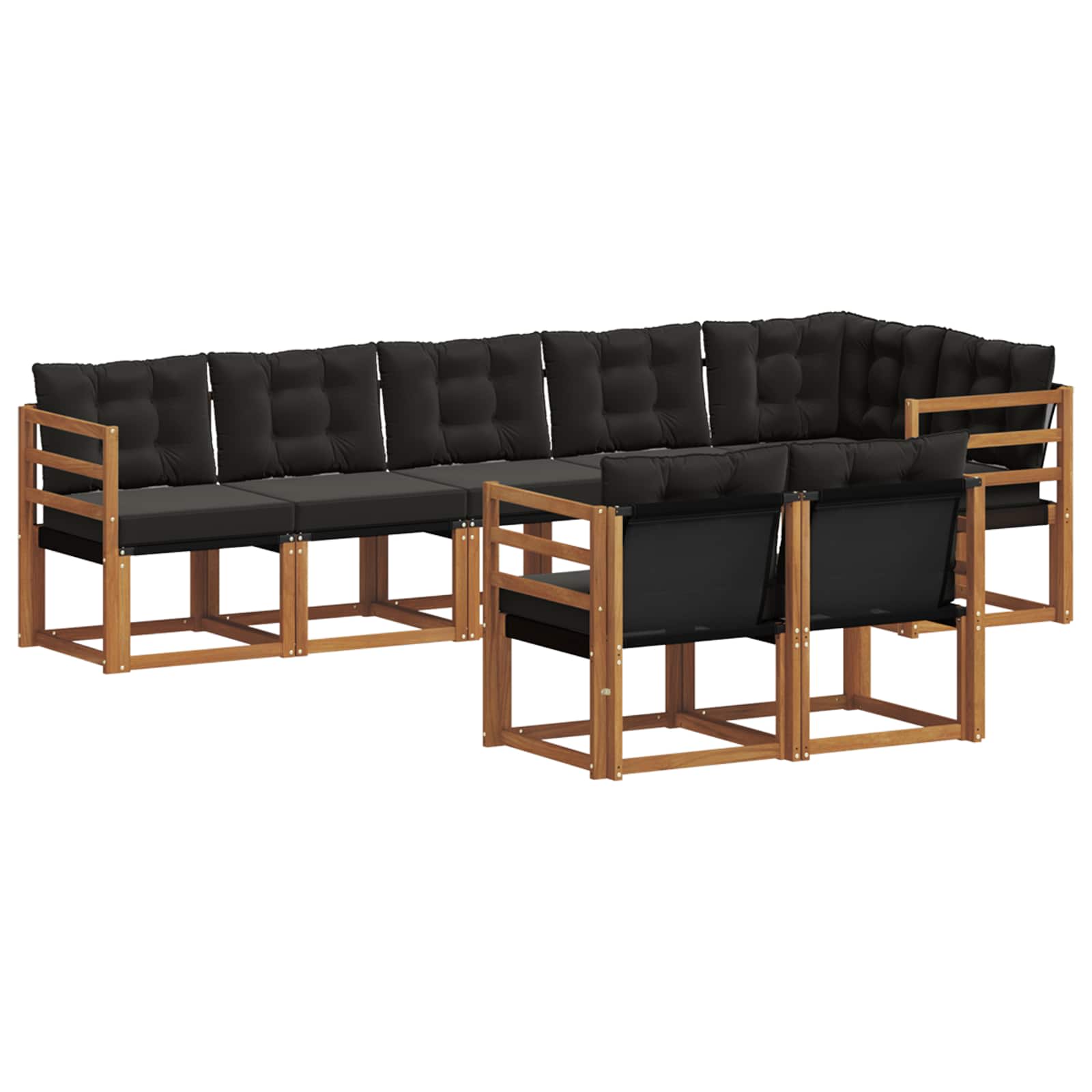 Set de canapele de exterior cu pernă 8 pcs Natural și Negru GartenMobel Dekor