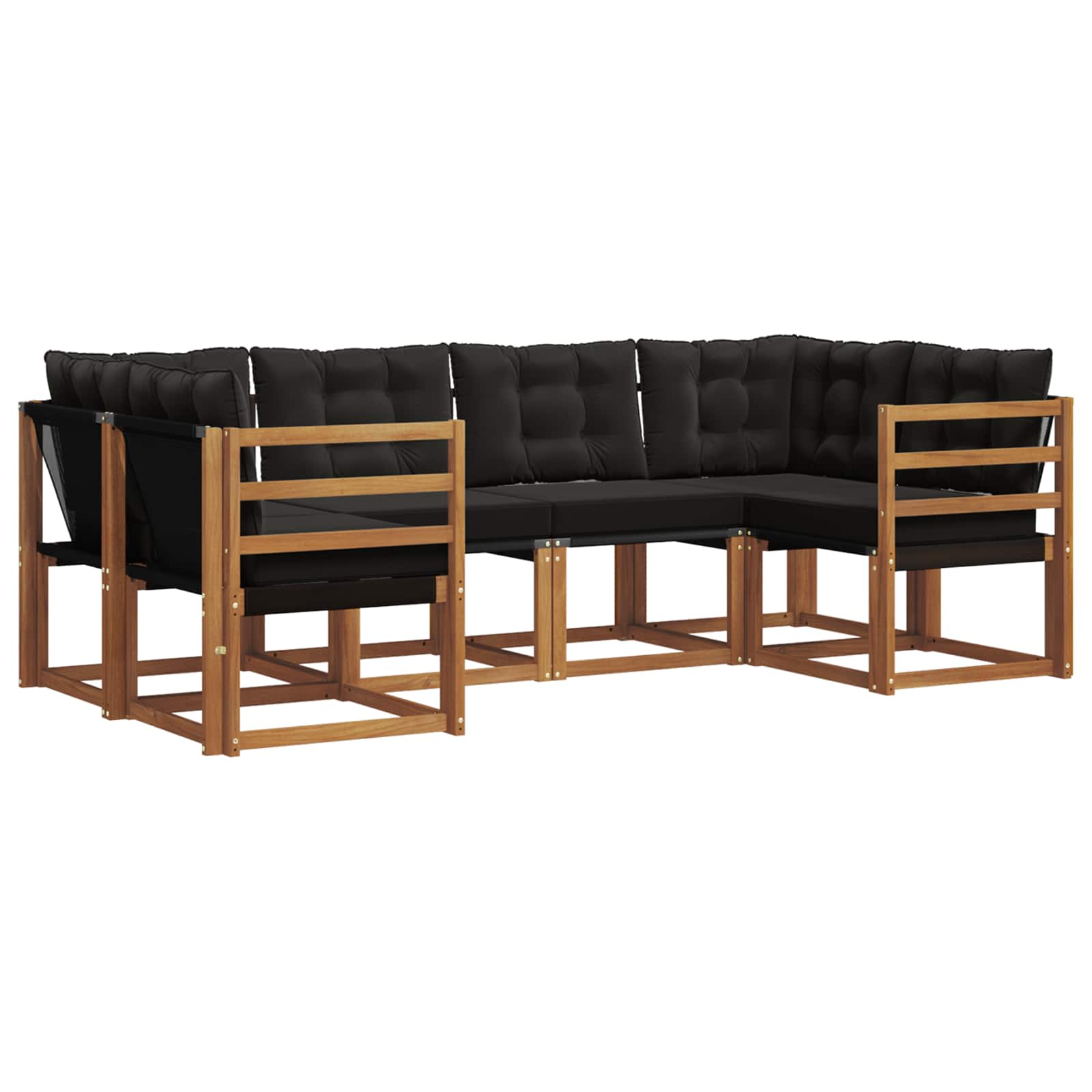 Set de canapele de exterior cu pernă 6 pcs Natural și Negru GartenMobel Dekor