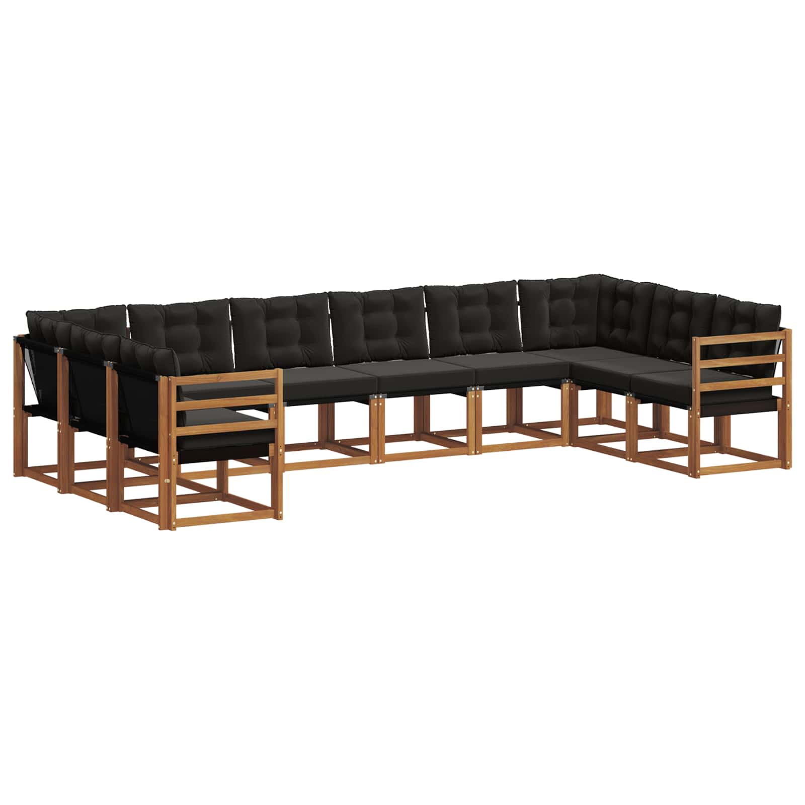 Set de canapele de exterior cu pernă 10 pcs Natural și Negru GartenMobel Dekor