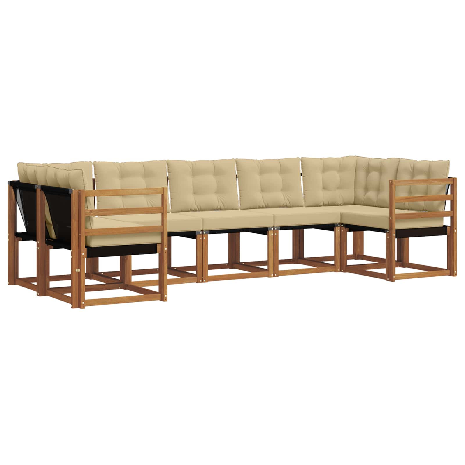 Set de canapele de exterior cu pernă 7 pcs Natural și Bej GartenMobel Dekor