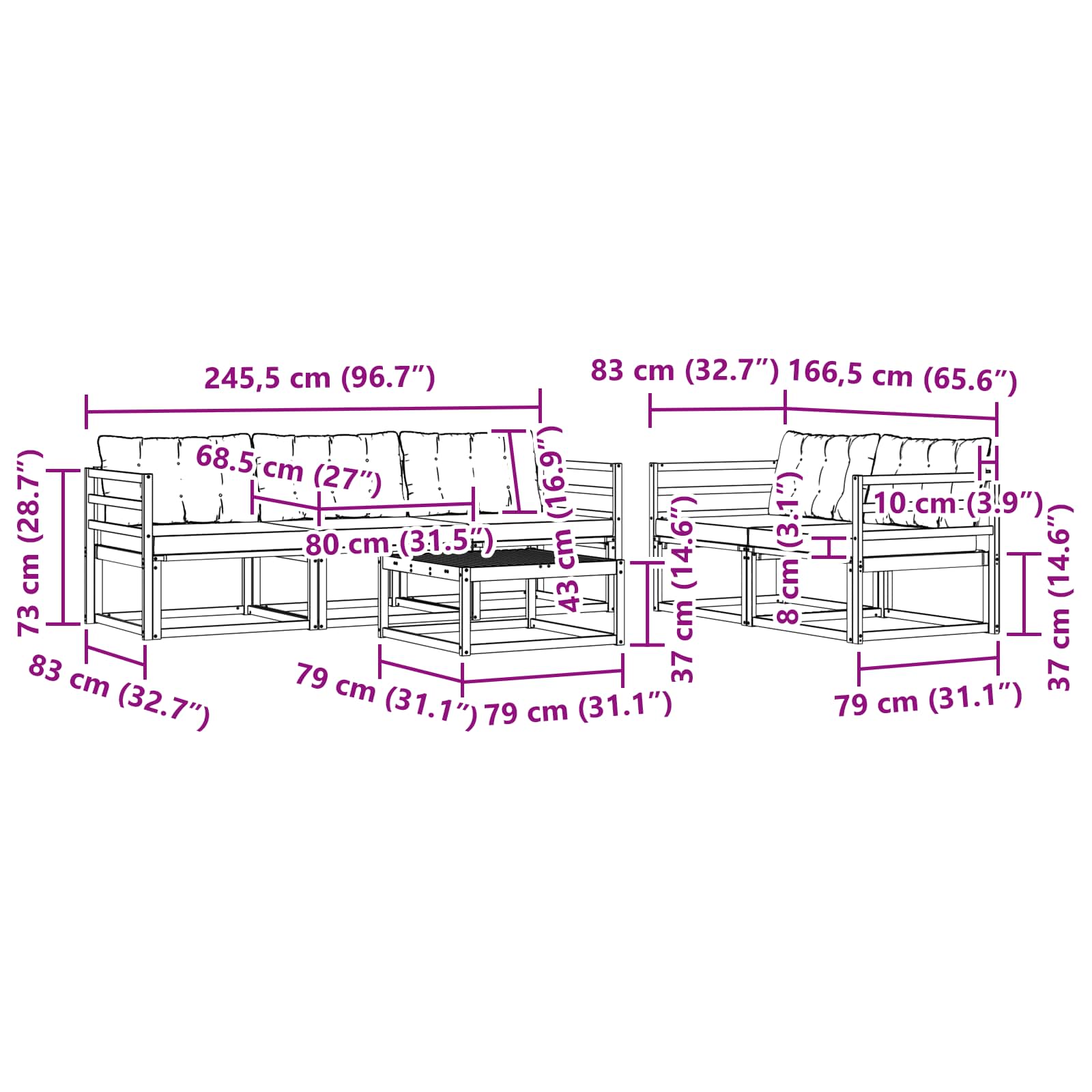 Set de canapele de exterior 6 pcs Gri natural și deschis GartenMobel Dekor