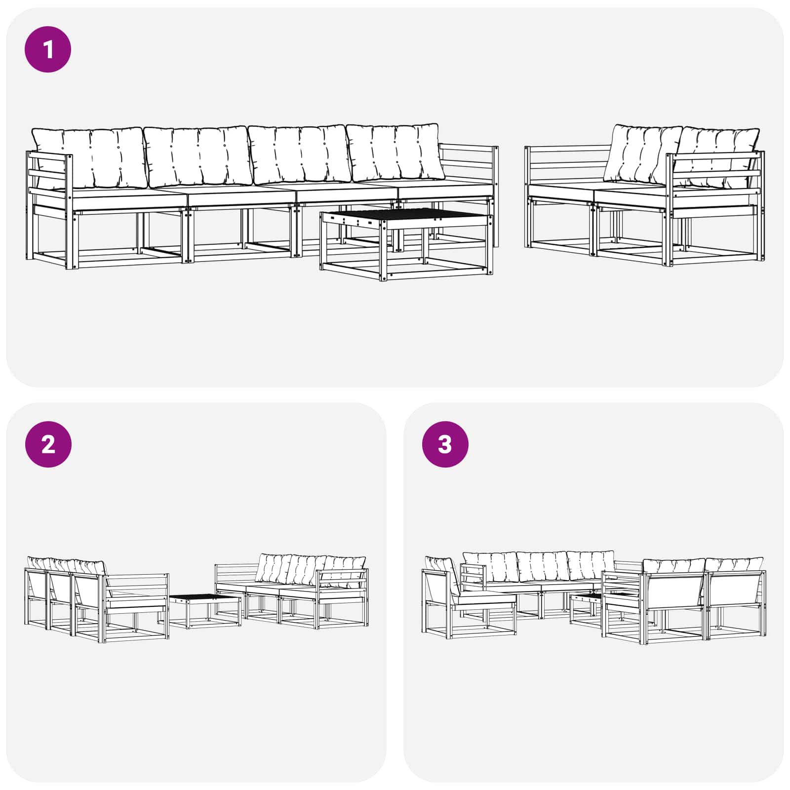 Set de canapele de exterior 7 pcs Gri natural și deschis GartenMobel Dekor