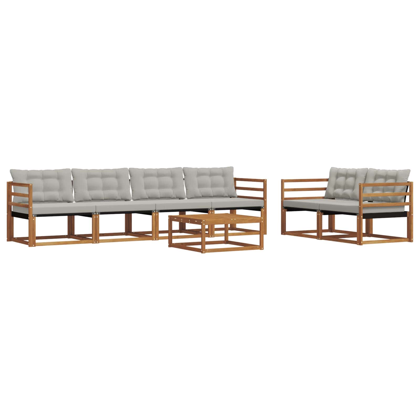 Set de canapele de exterior 7 pcs Gri natural și deschis GartenMobel Dekor