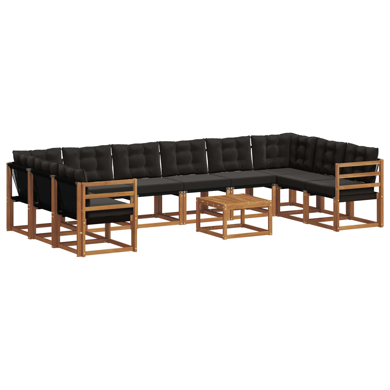 Set de canapele de exterior cu pernă 11 pcs Natural și Negru GartenMobel Dekor